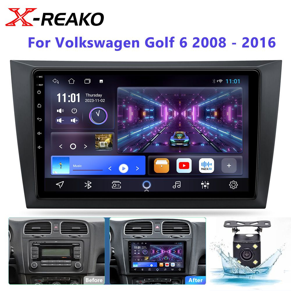 Штатная магнитола для Volkswagen Golf 6 VAG Golf/ Фольксваген Гольф 6  Android 2din 2+64гб Carplay WiFi Bluetooth GPS головное устройство  мультимедиа2 DIN - купить в интернет-магазине OZON с доставкой по России  (1293279149)