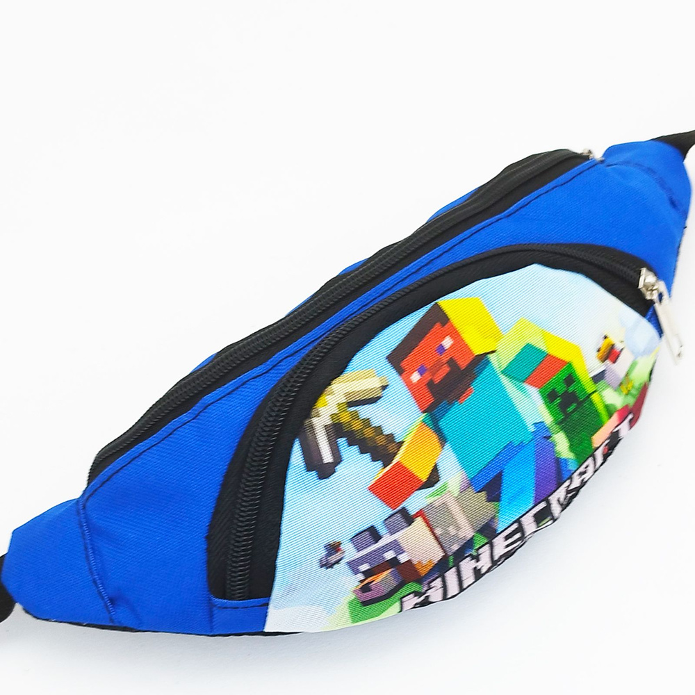 Сумка на пояс детская Minecraft (Майнкрафт), цвет - светло-синий / Детская барсетка с 2 карманами на #1