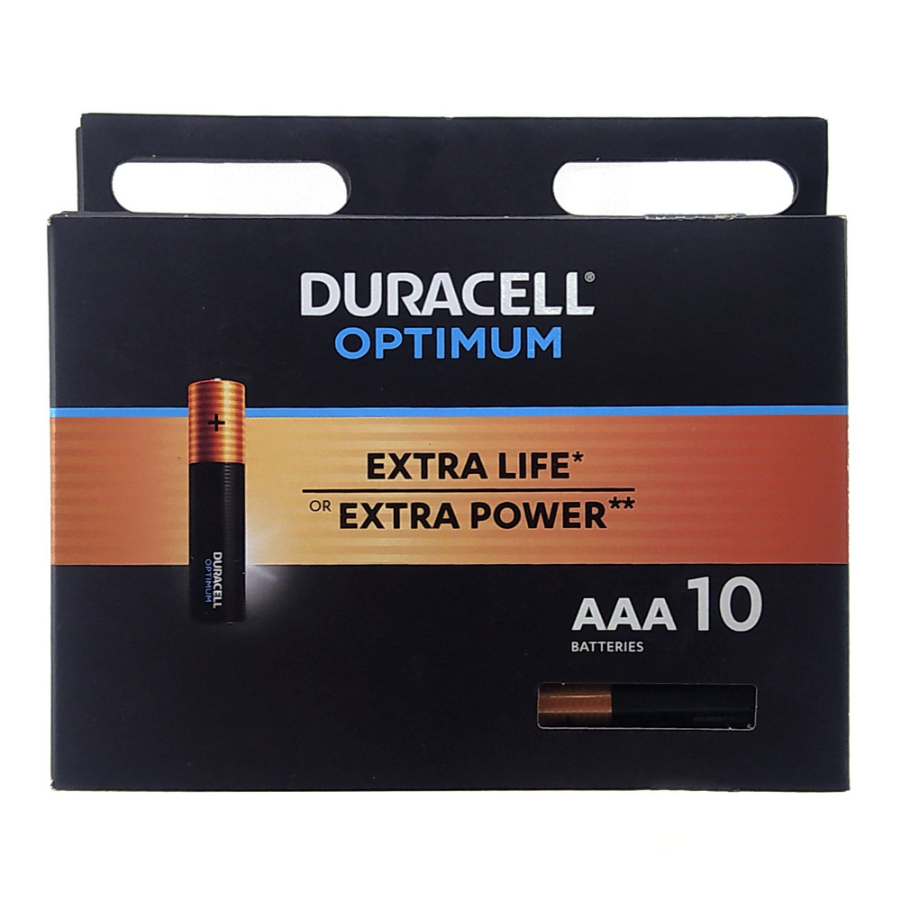 Батарейка (10шт) мизинчиковая DURACELL LR03 (AAA) Optimum 1.5В щелочная(алкалиновая)(бл10)  #1