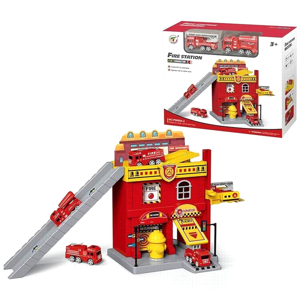 Парковка для машинок Пожарная часть 2 машинки , игрушка паркинг , гараж ...