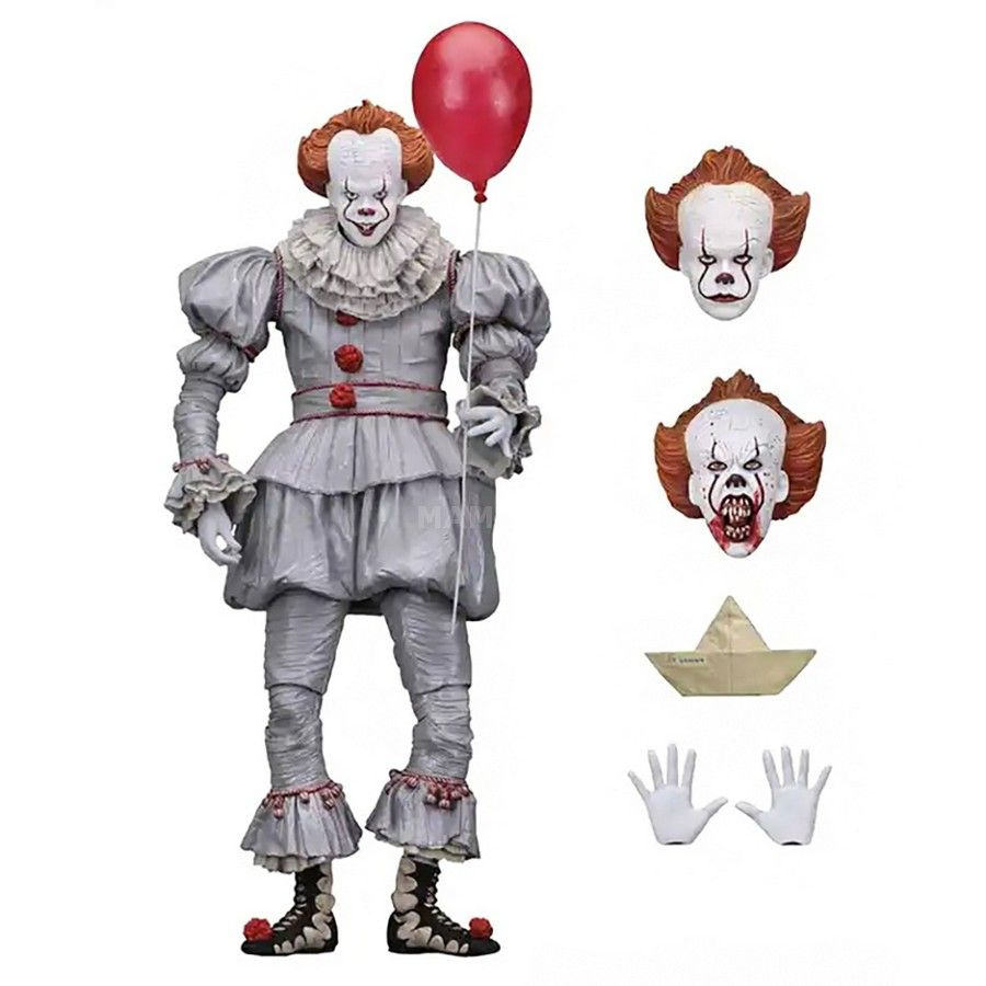 Коллекционная фигурка Клоун Пеннивайз Clown Pennywise (со сменными лицами)  18 см, герой фильма 