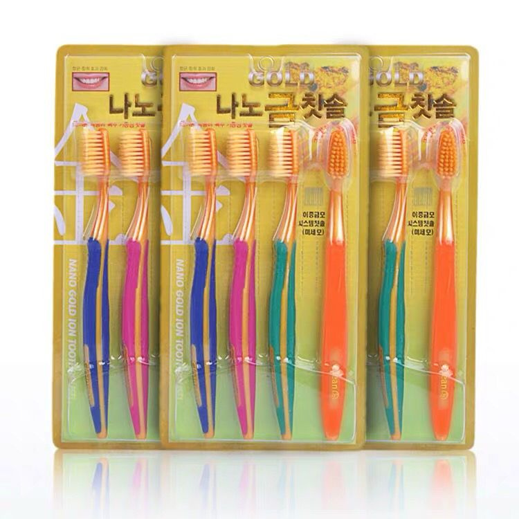 Корейская зубная щетка NANO GOLD Nano с мягкой щетиной Gold 4P Set ...