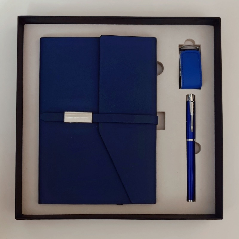Подарочный набор: Ежедневник, ручка и флэш-карта 16 Гб Синий - купить ...