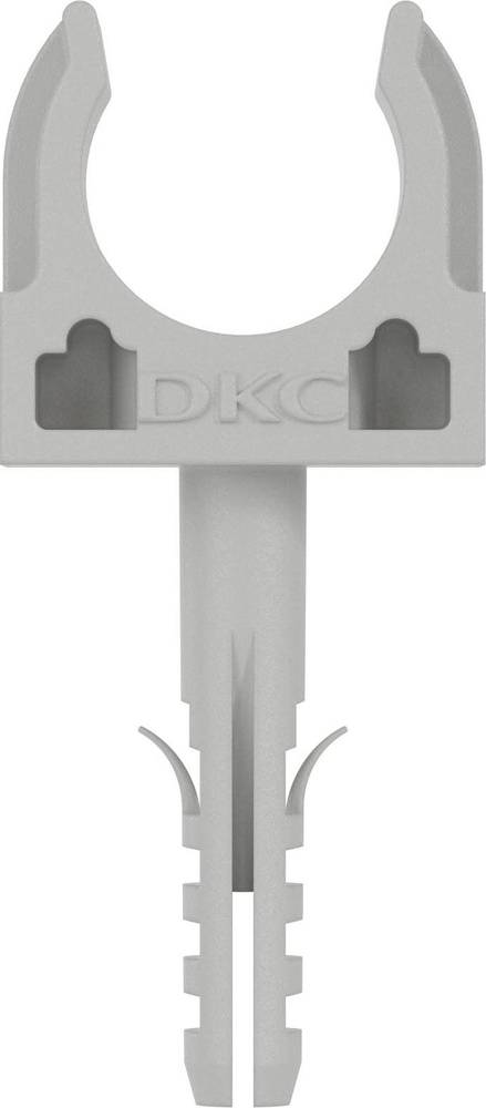 Клипса для крепления труб DKC / ДКС закрывающаяся с дюбелем, диаметр 16мм, серая, 51316R / держатель #1