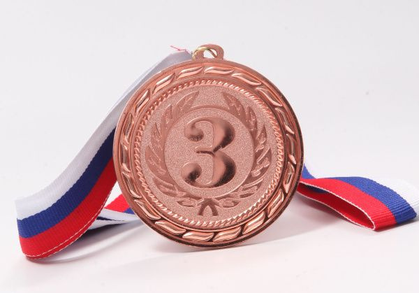 Медаль 3-е место D-70мм. Цвет-бронза. #1