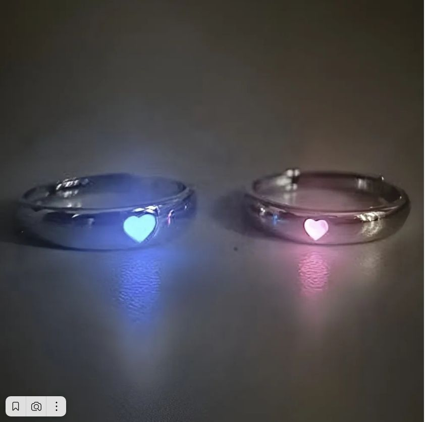 Комплект из 2 безразмерных колец "Светящиеся сердца" - купить с ...