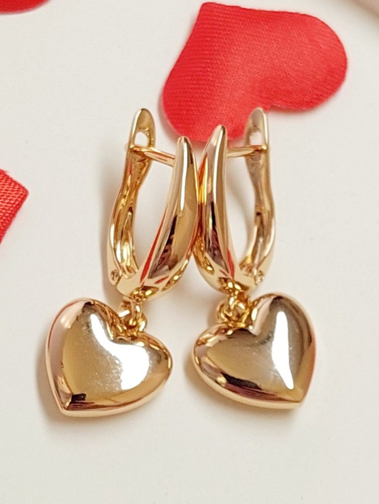 Серьги женские бижутерия,сережки сердечки позолоченные. Бижутерия ...