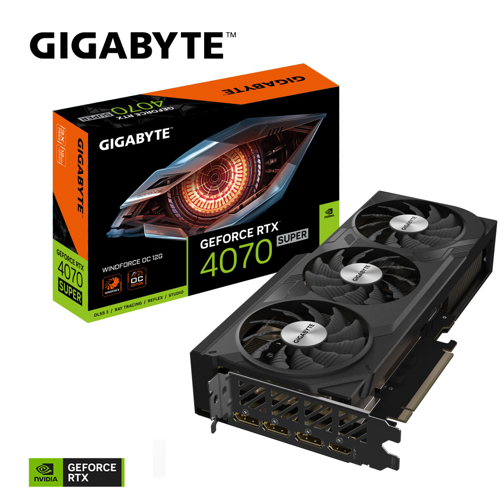 Gigabyte Видеокарта GeForce RTX 4070 SUPER GeForce RTX 4070 SUPER WINDFORCE OC 12G 12 ГБ (GV-N407SWF3OC-12GD #1