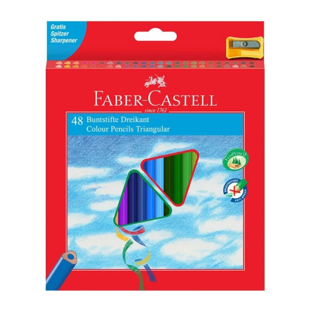 Карандаши Faber-Castell цветные, набор из 48 цветов, трехгранные, с точилкой, в карт.упаковке  #1