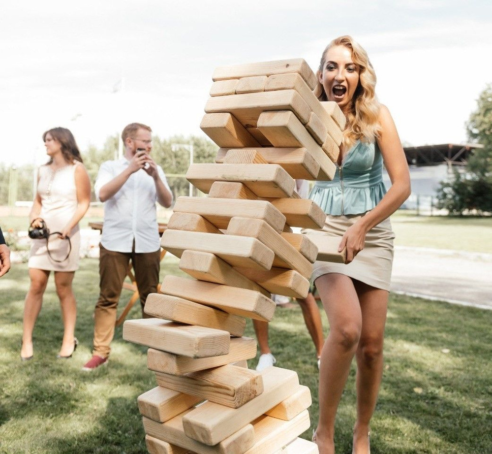 Башня Гигантская jenga(Большая дженга XXL) 85 - 170 см, 56 брусков ,  уличная игра