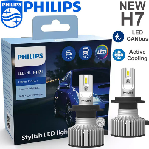 2x lampes H7 pour éclairage avant LED Ultinon Pro3021 11972U3021X2 - Philips  12V et 24V 20W 1800lms - France-Xenon