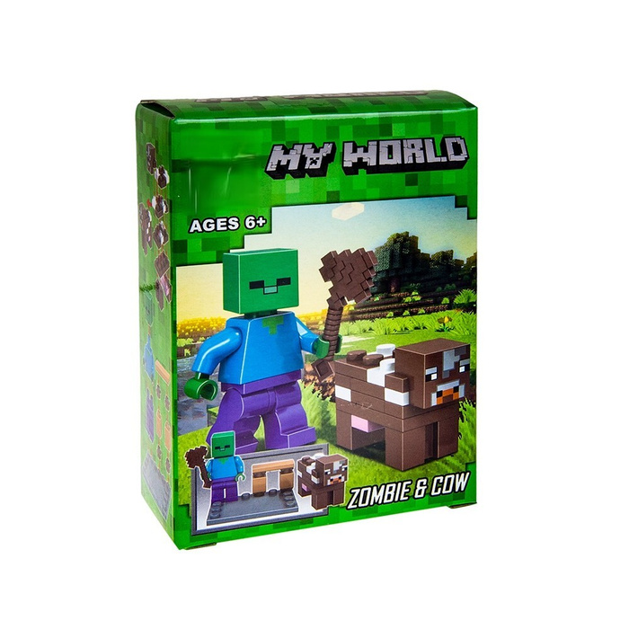 Конструктор Майнкрафт Зомби и корова, минифигурка, Лего совместимый ...