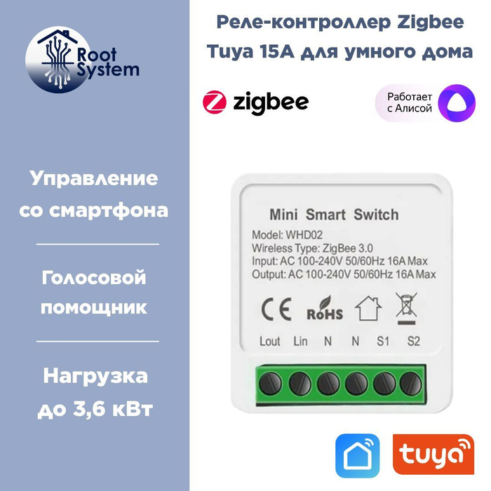 Умное реле контроллер Tuya Zigbee 16А модуль управления для умного дома ...
