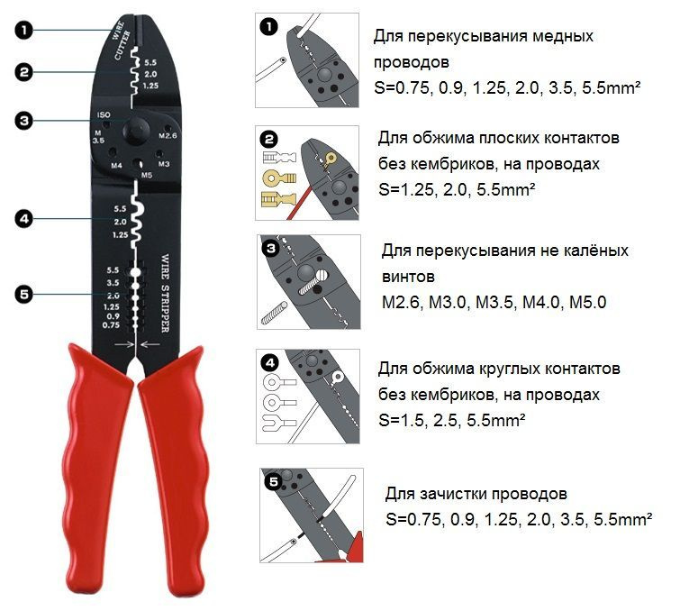 Универсальные зачистные обжимные клещи SAMURAI 600-A для обжима плоских ...