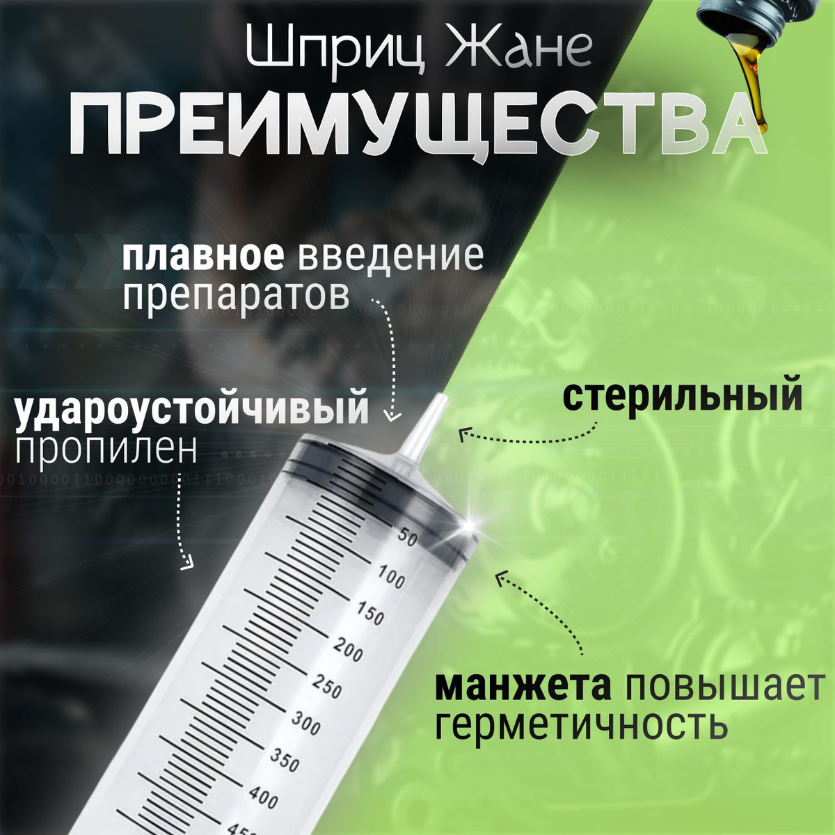 Шприц большой 550мл, шприц Жане с трубкой для замены, откачки масла и ...