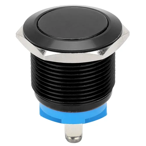 Кнопочный выключатель металлический 19 мм, самовозвратный, влагозащищенный, для управления питанием,