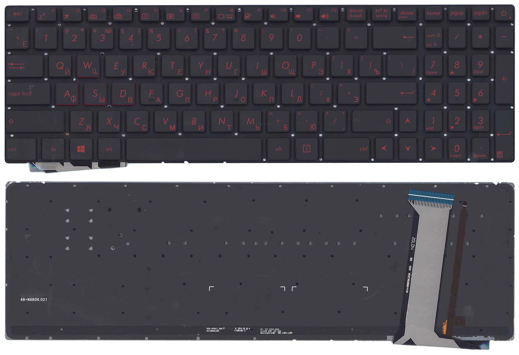 N551 Клавиатура для ноутбука Asus G771, N551 черная без рамки с красной ...