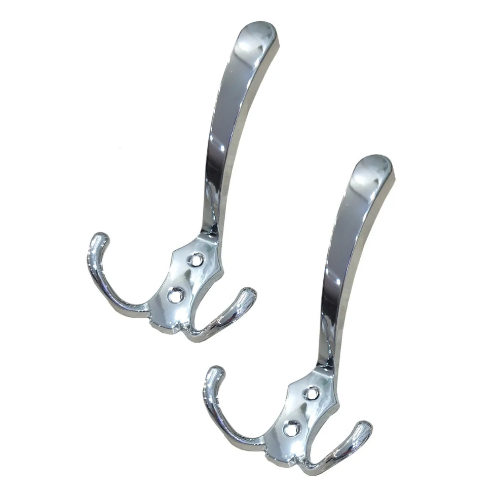 КрючокдляодеждыметаллическийAMIXтрехрожковый,хром,комплект2шт