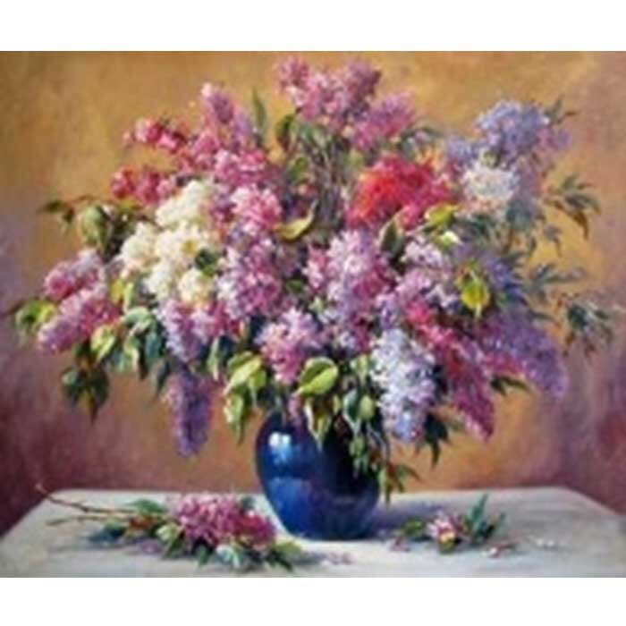 Алмазная мозаика на подрамнике, 40x50. Сирень, полное заполнение.