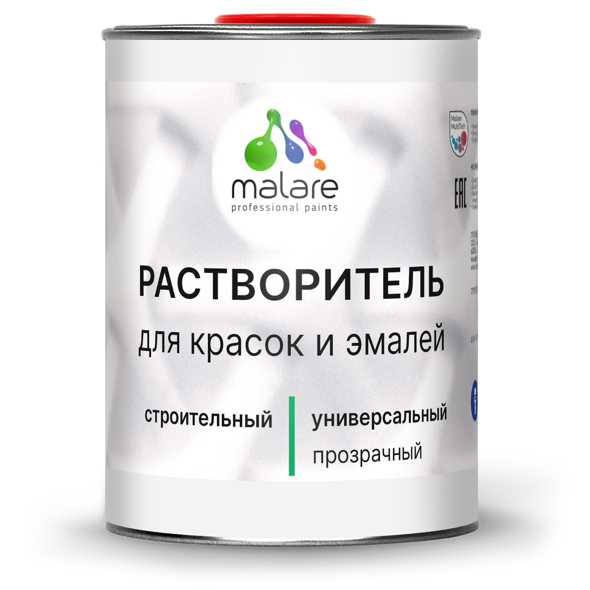 Растворитель Malare строительный, разбавитель для красок и эмалей, обезжириватель, 1 л.