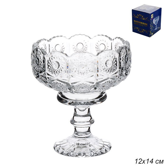 Конфетница стеклянная, 12 х 14 см, прозрачная