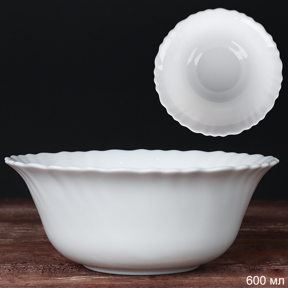 Салатник WHITE LILY глубокий, 600 мл, диаметр 15,2 см, стеклокерамика