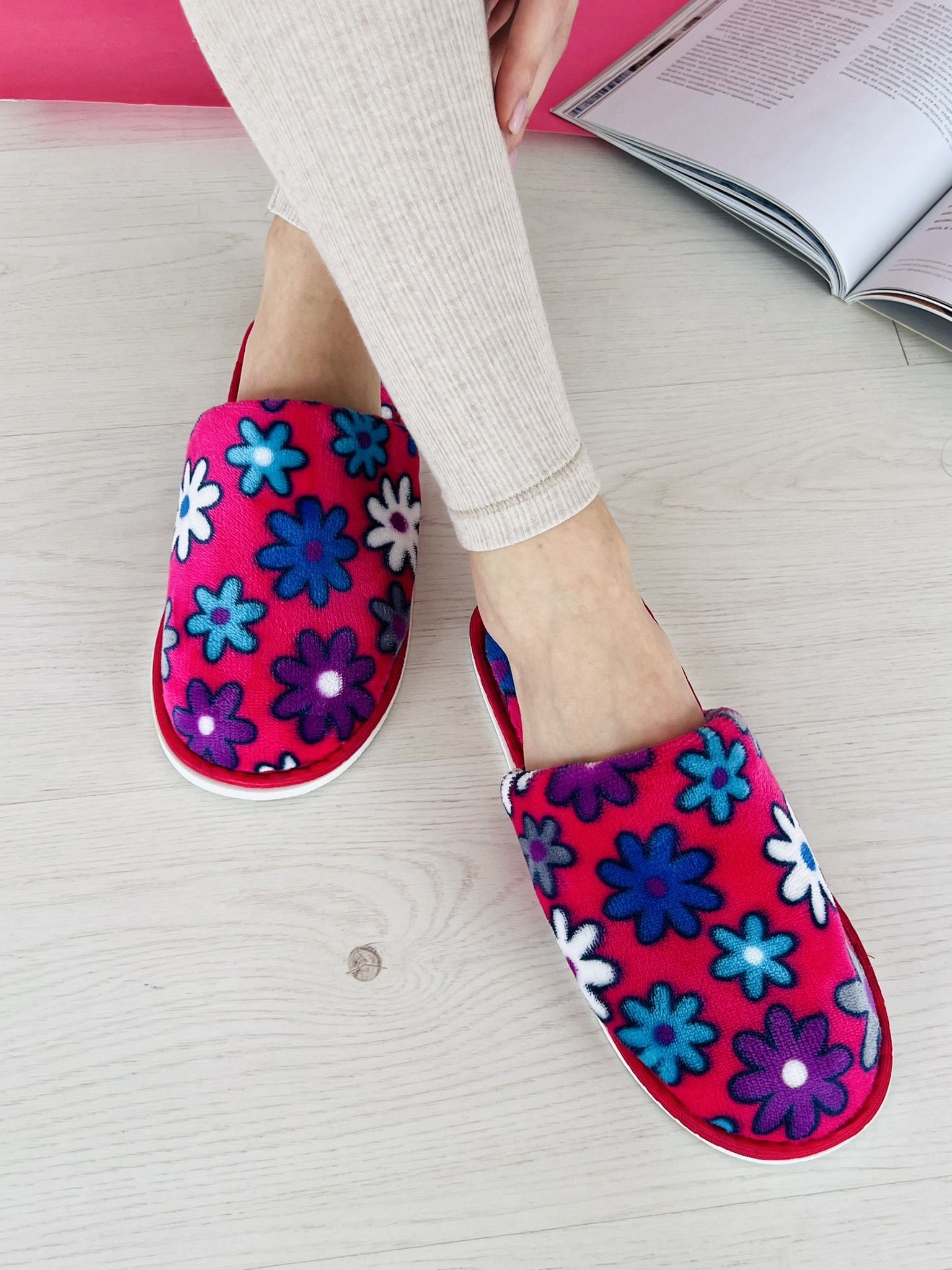 Moda Tap Тапочки Женский Tap Moda, размер 38 R (средняя) малиновый Закрытый нос ...