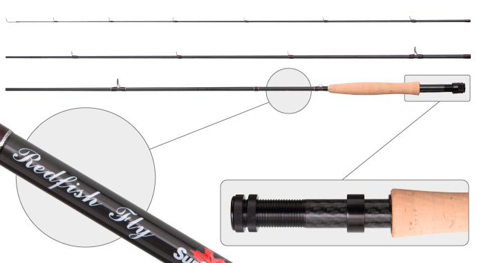 Удилище штекерное угольное нахлыстовое 3 колена S Master 3091 Red Fish Fly 4/5 class 2,74 м