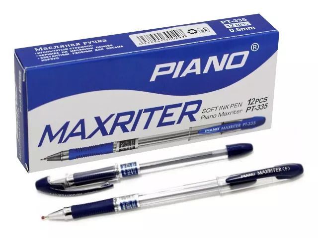 Ручка шариковая PIANO MAXRITER PT-335, набор, 12 штук, синий - купить с ...