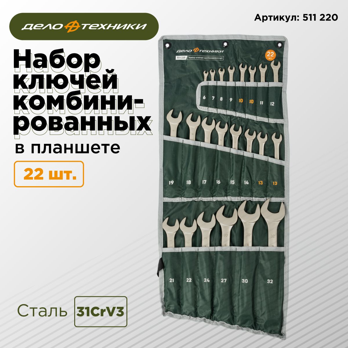 Набор ключей комбинированных - 22 шт. тетрон. сумка 4/1