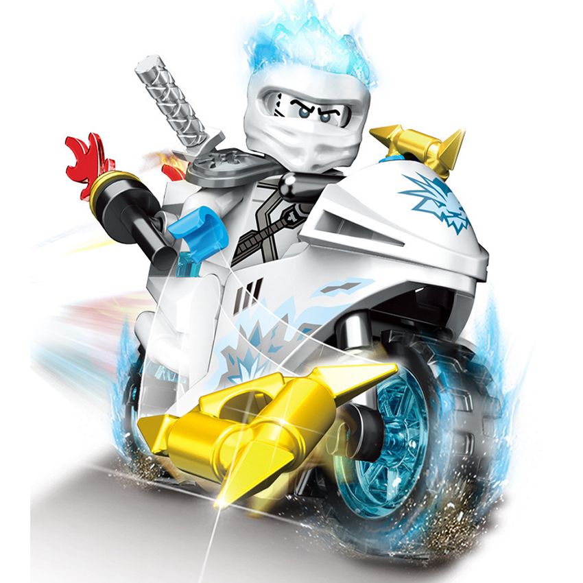 Фигурка Ninja Ниндзяго, Ниндзя Зейн на мотоцикле, конструктор для ...