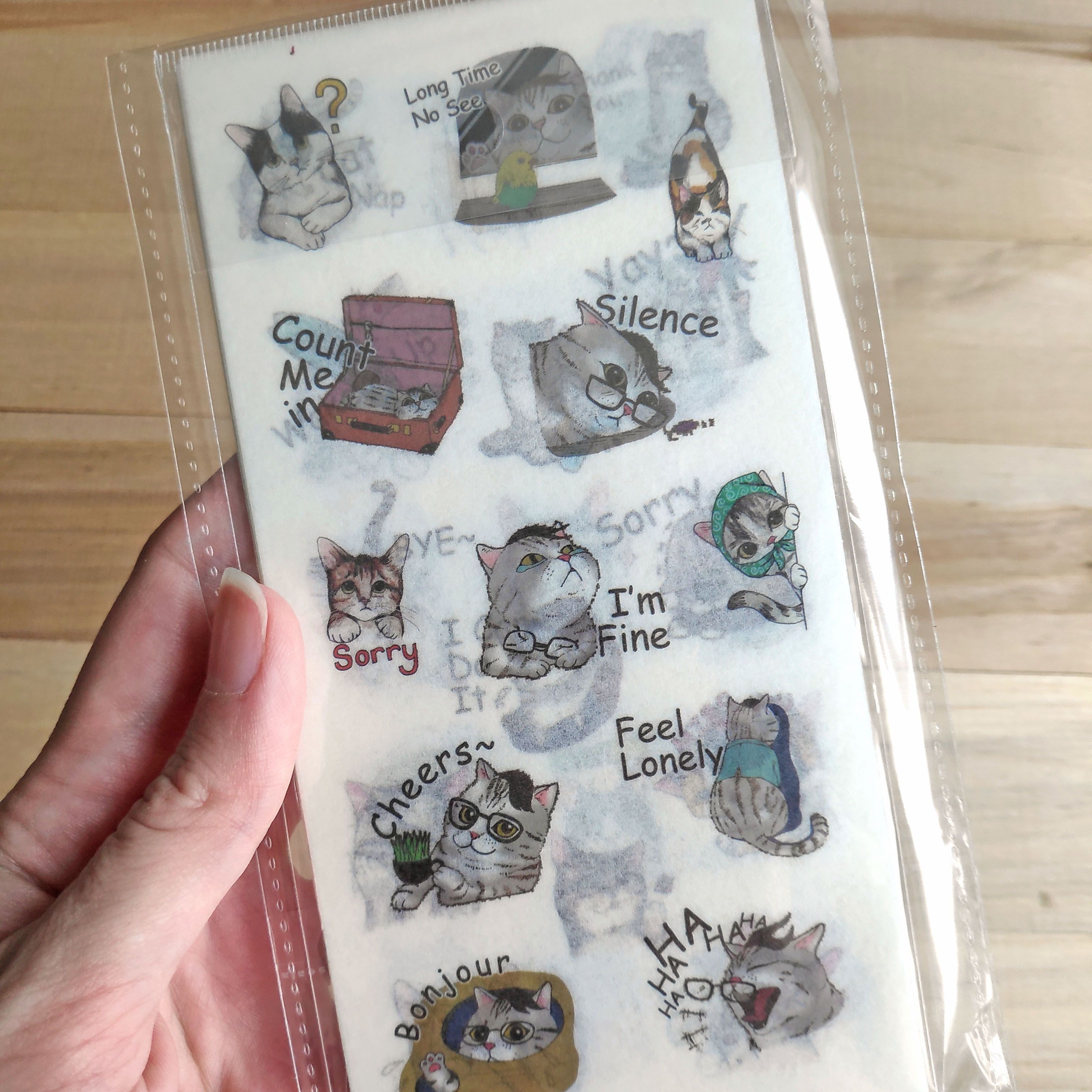 Наклейки Котики 86 штук на японской бумаге, набор стикеров для ...