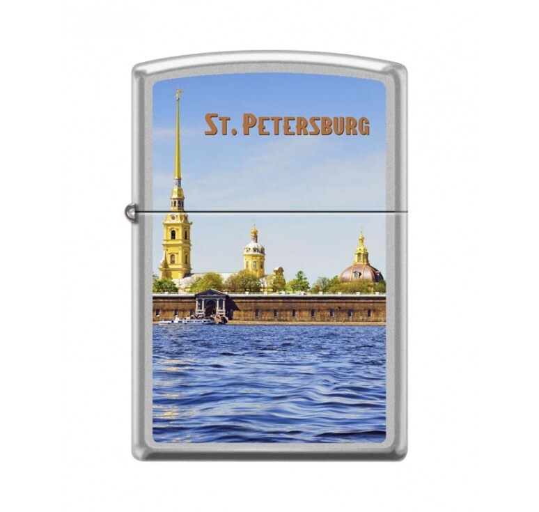 ZIPPO бензиновая зажигалка Петропавловская крепость Satin Chrome  #1