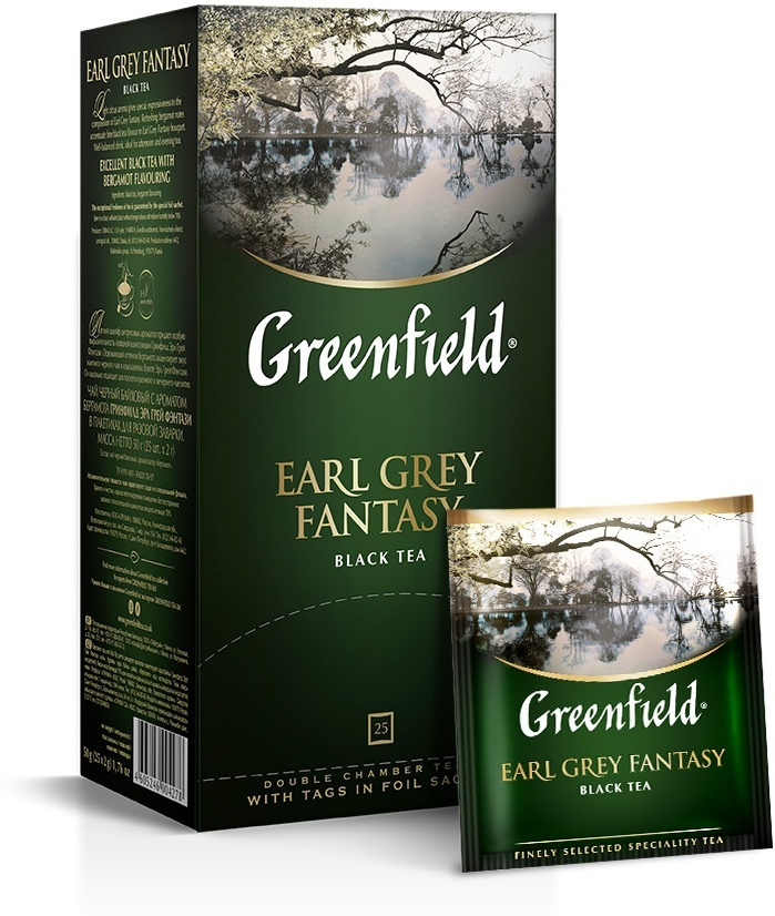 Чай в пакетиках черный Greenfield Earl Grey Fantasy, ароматизированный, 25 пакетиков в идивидуальной #1