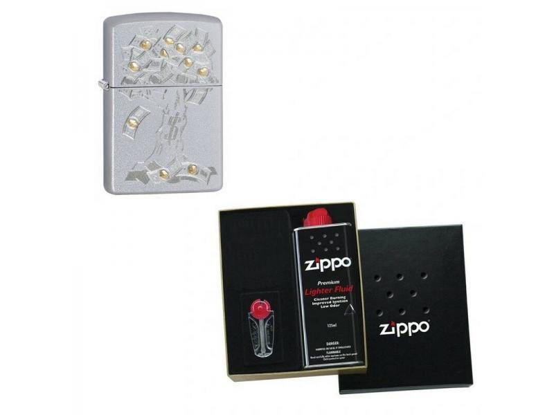 Набор зажигалка ZIPPO Money Tree Design 29999 в подарочной упаковке + топливо и кремни  #1