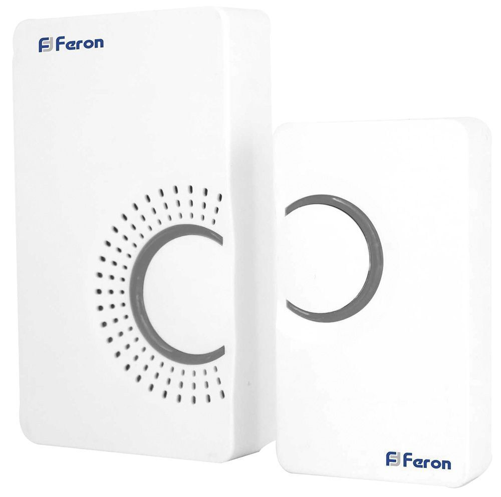Звонок дверной беспроводной Feron E-373 Электрический 36 мелодий белый серый с питанием от батареек 1 #1