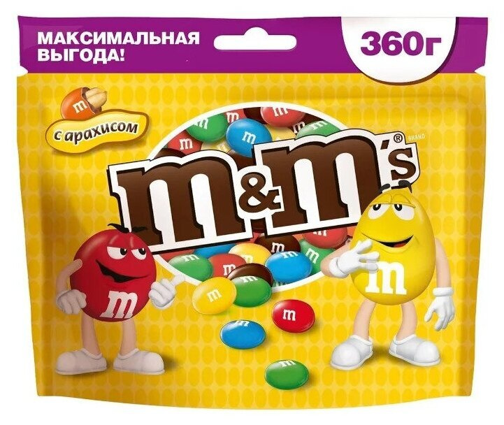 Драже M&M's с арахисом и молочным шоколадом, 10 шт по 360 г купить на ...