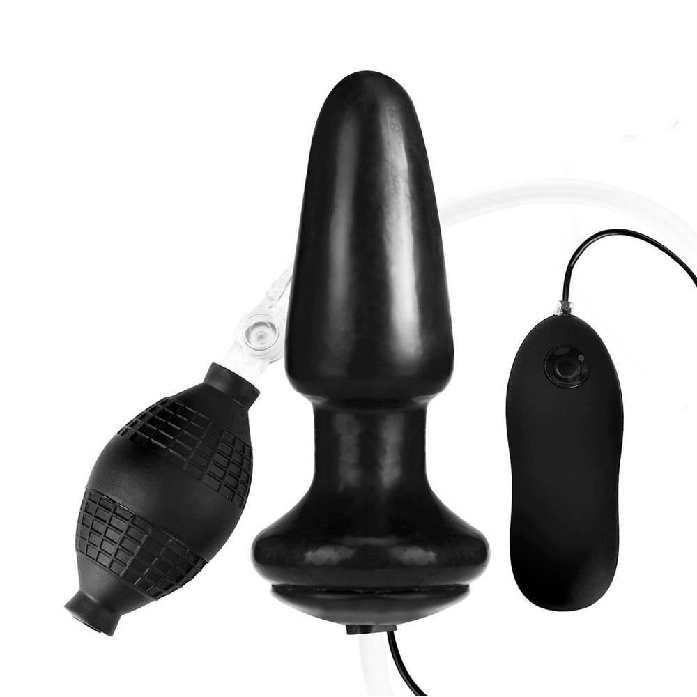 Надувная вибрирующая анальная пробка Inflatable Vibrating Butt Plug - 10,2 см.  #1