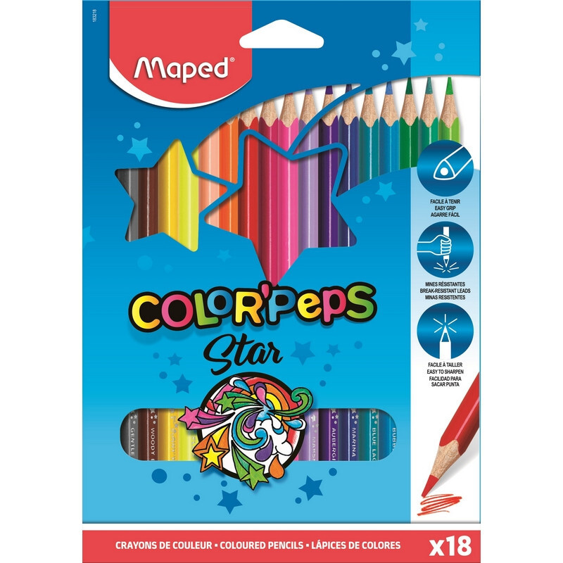 Maped Набор цветных карандашей, Color&Peps Star, трехгранные, 18 цветов  #1