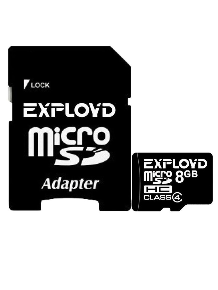 Карта памяти MicroSD 8GB Exployd Class 4 + SD адаптер / EX008GCSDHC4-AD #1