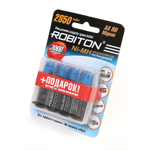 Аккумуляторы (4шт) ROBITON HR6 AA Ni-MH 2850mAh с кейсом для хранения  #1