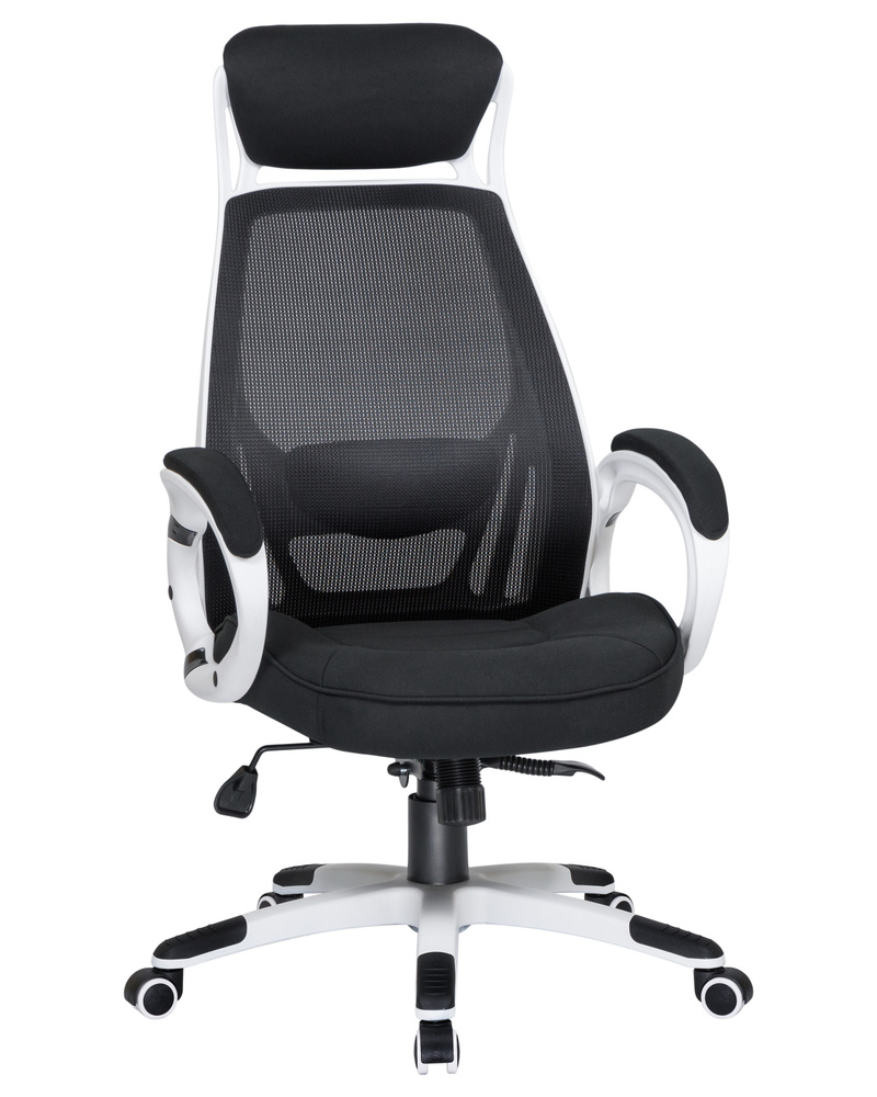 Офисное кресло для руководителей DOBRIN STEVEN WHITE, LMR-109BL_White, белый пластик, чёрная ткань  #1