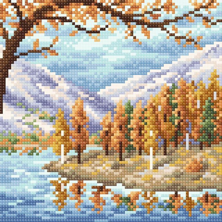 Алмазная мозаика Brilliart "Походная осень" 20x20 см, Деревья Природа ...