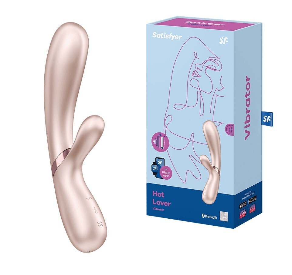 Вибратор Hot Lover Silver от Satisfyer с управлением через приложение  (Вибростимулятор для девушек / вибромассажер с регулировкой скорости /  вагинальный женский / стимулятор клитора / для двоих / секс-игрушки),  перламутровый, 20 см -