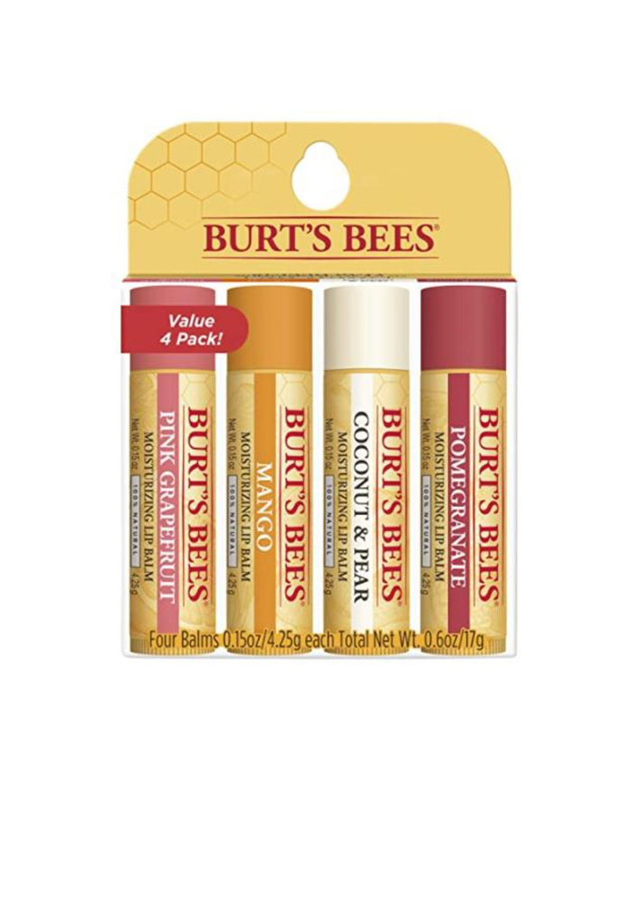 Burt's Bees увлажняющие 100% натуральные бальзамы для губ (розовый грейпфрут, гранат, кокос и груша, #1