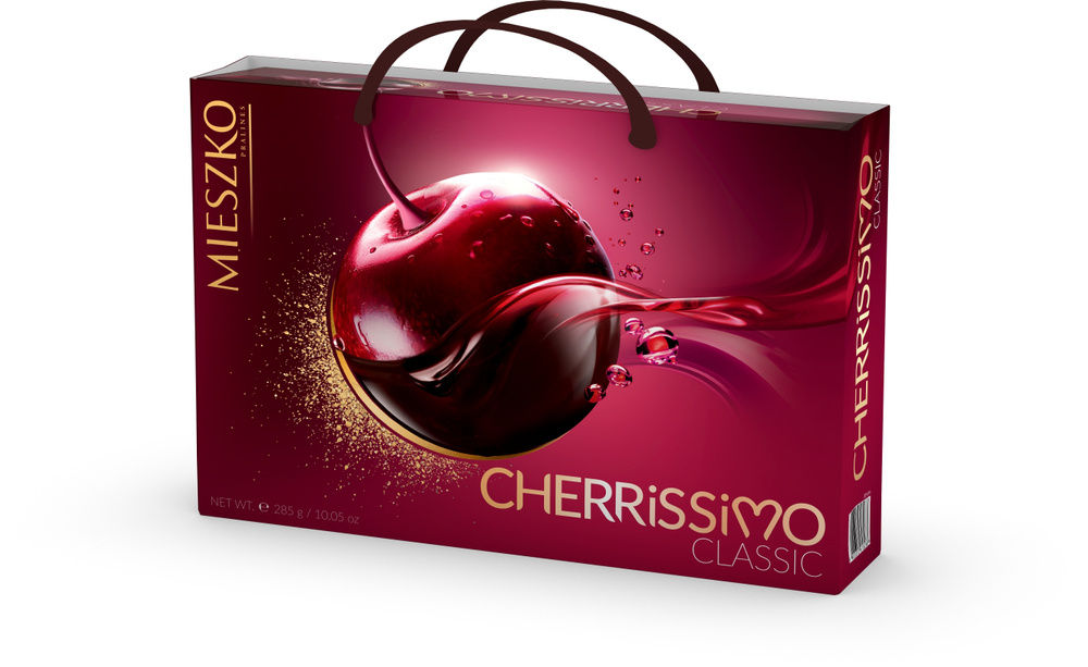 Подарочный набор конфет с вишней в алкоголе MIESZKO "Cherrissimo", 285 г (в подарочной сумочке)  #1