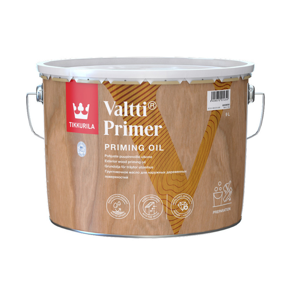 Антисептик Tikkurila Valtti Primer грунтовочный для дерева бесцветный 9 л #1