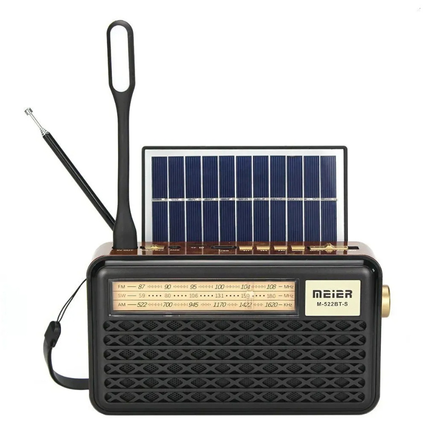 Bluetooth радиоприемник в стиле "Ретро" с солнечной панелью Meier M-522BT-S Black  #1