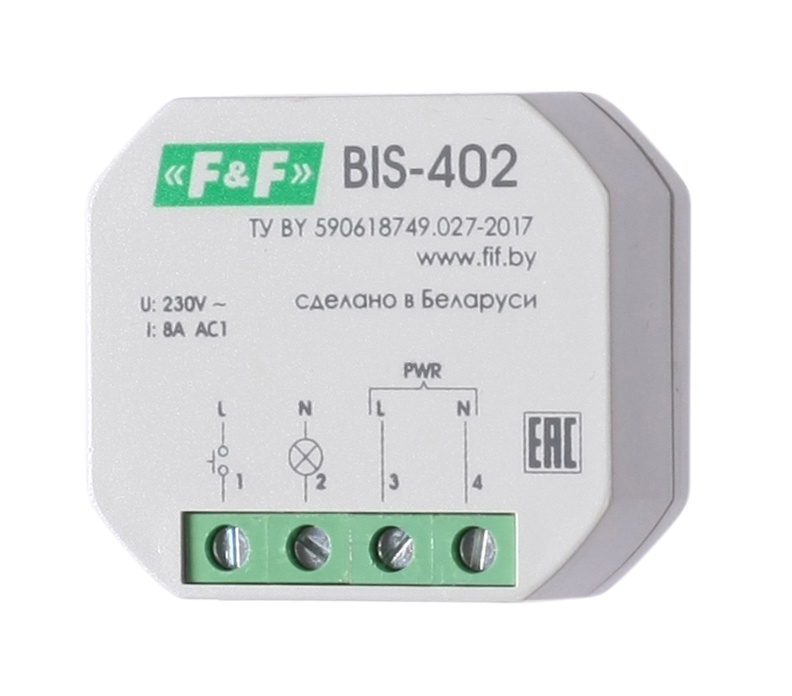 Реле импульсное BIS-402 для установки в монтажную коробку 230В 8А 1Z IP40 F&F EA01.005.002  #1