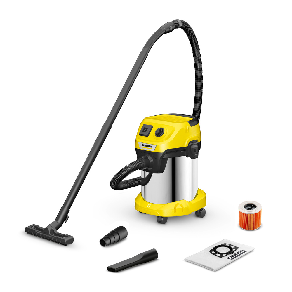 Бытовой пылесос Karcher WD 3 P S V-17/4/20, черный, желтый - купить по  низким ценам в интернет-магазине OZON (817063260)